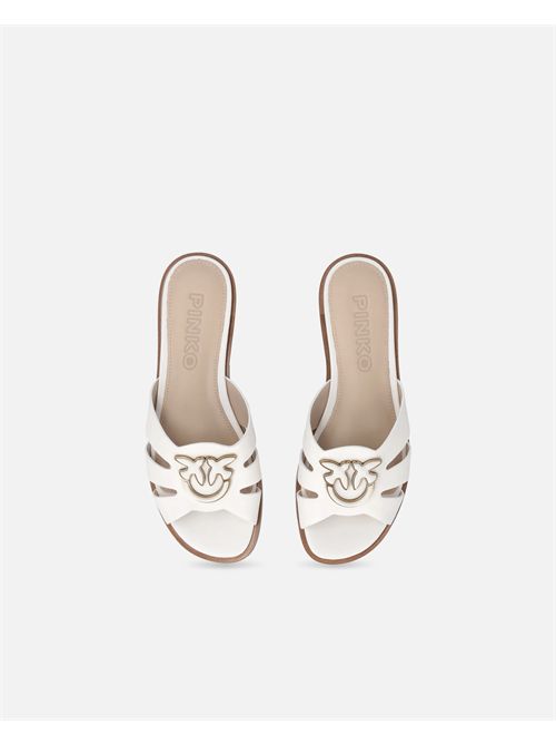 Ciabattine in pelle con logo Love Birds PINKO | SD0463P001Z12